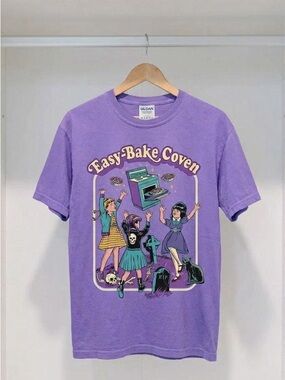 Easy Bake Coven Graphic T-Shirt Vintage Spooky Witch Purple Tee